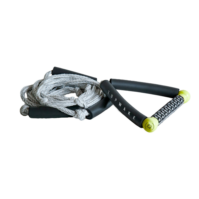 24.5' Wakesurf Rope w/ 10' Handle Default ZUP Boards Silver/Yellow 